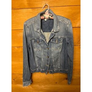 PAIGE Womens Denim Jacket  Large Medium Wash Classic Trucker Jean Layering Casua